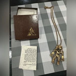 ALVA Museum Replica Aztec Fire serpent Gold Pendant with chain